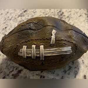Vintage Distressed Old Football Trinket Box Dresser Storage Man Cave